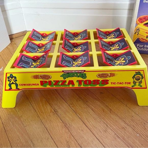 TMNT Cowabunga Pizza Toss Tic Tac Toe 1991 Ramco Very Rare Complete Original Box - Picture 7 of 16